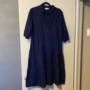 Chic Long Sleeve Navy Dress